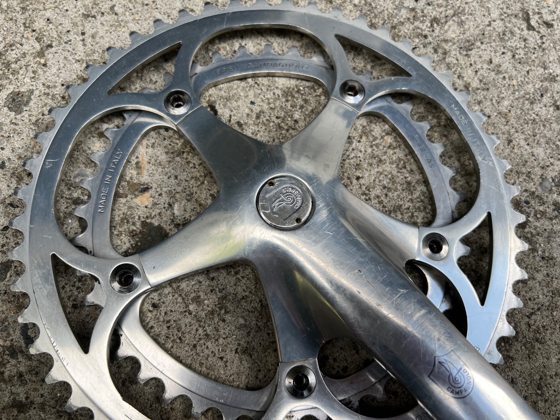 Campagnolo C-Record Crankset 170mm 53/42T Vintage Retro Road Bike Silver Campy - Image 13