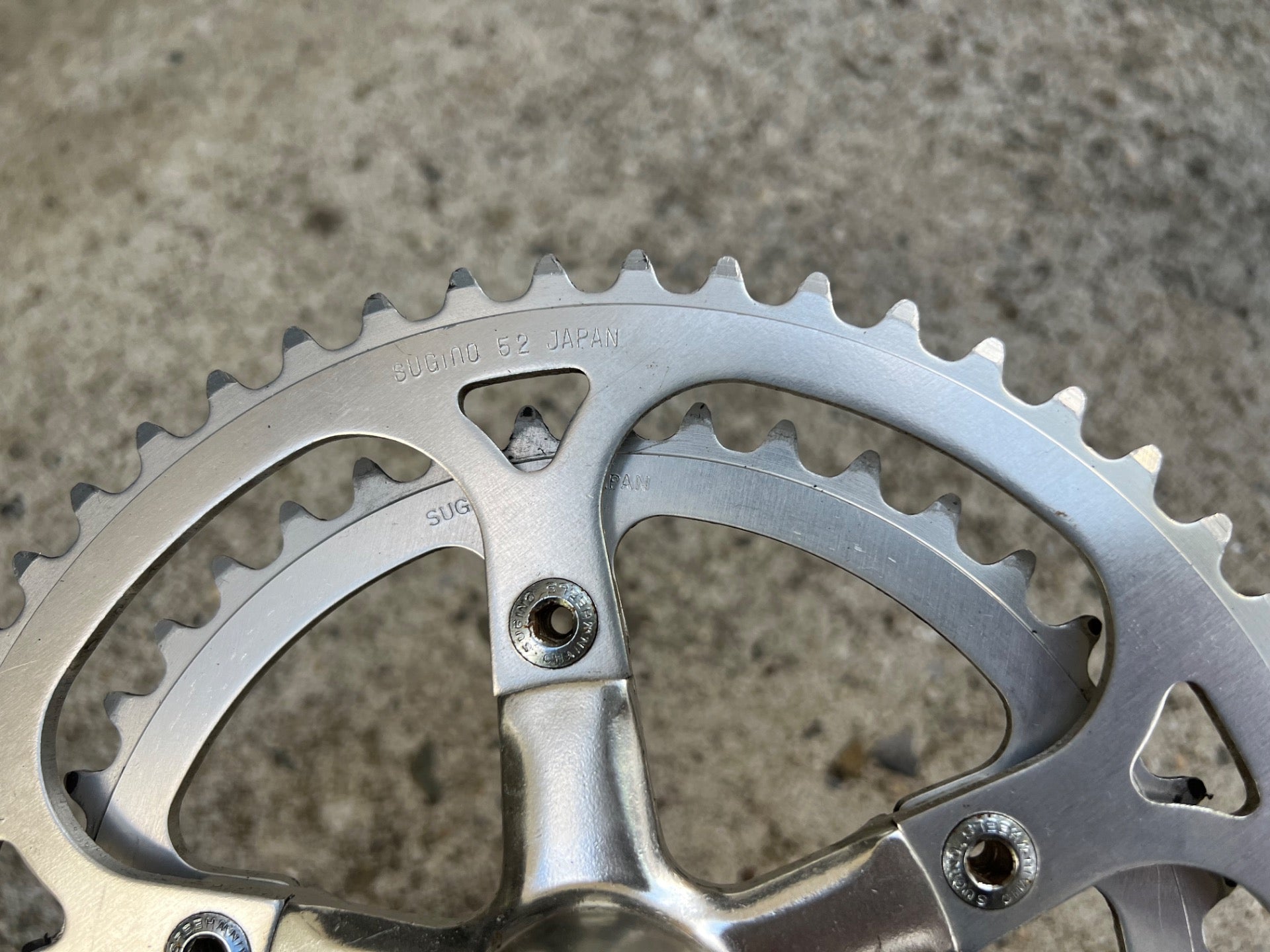 Sugino GT 165mm 42/52T Crankset Vintage Road Bike Silver Touring Double Retro - Image 13