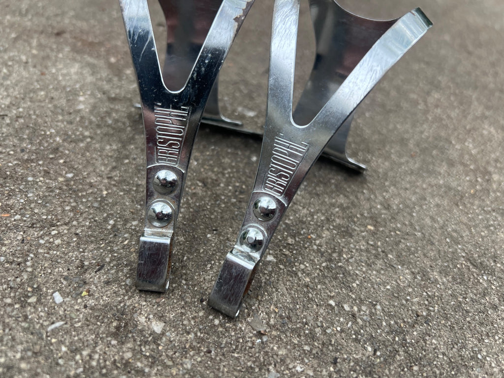 Used Christophe Toe Clips Size Large L Vintage Chrome Eroica Retro Road Touring Bike-Bicycle Bin