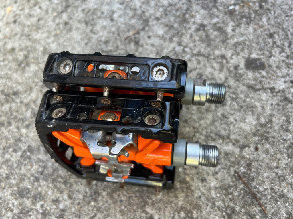 Used Onza H.O.X. Clipless MTB Platform Dual Sided Pedals Vintage Retro Orange Black-Bicycle Bin