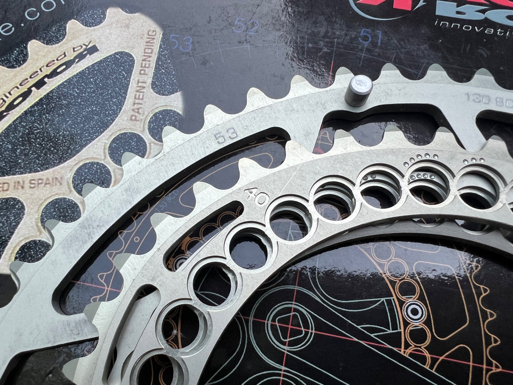 NEW Rotor Q Rings 53/40T 130 BCD Chainring Set Double Road Bike Oval Rings Gold  - Image 5