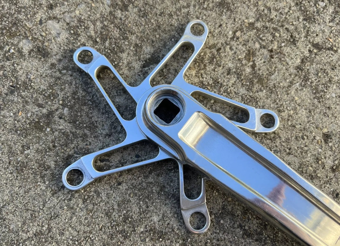 MINT Kooka Road Cranks 130 BCD 175mm Silver Vintage Retro Bike CNC Double Rare - Image 12