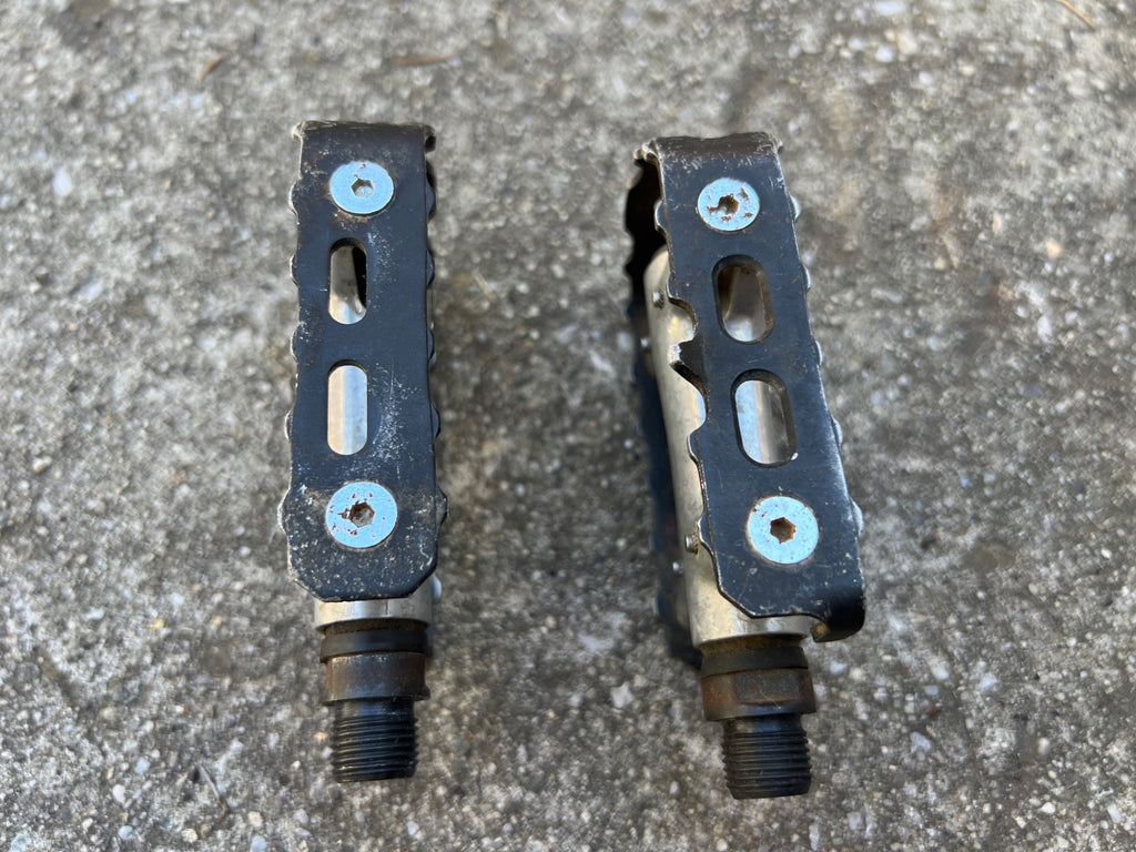 Used Shimano PD-M731 Platform Flat Pedals Vintage MTB Mountain Bike Retro Black Gray-Bicycle Bin
