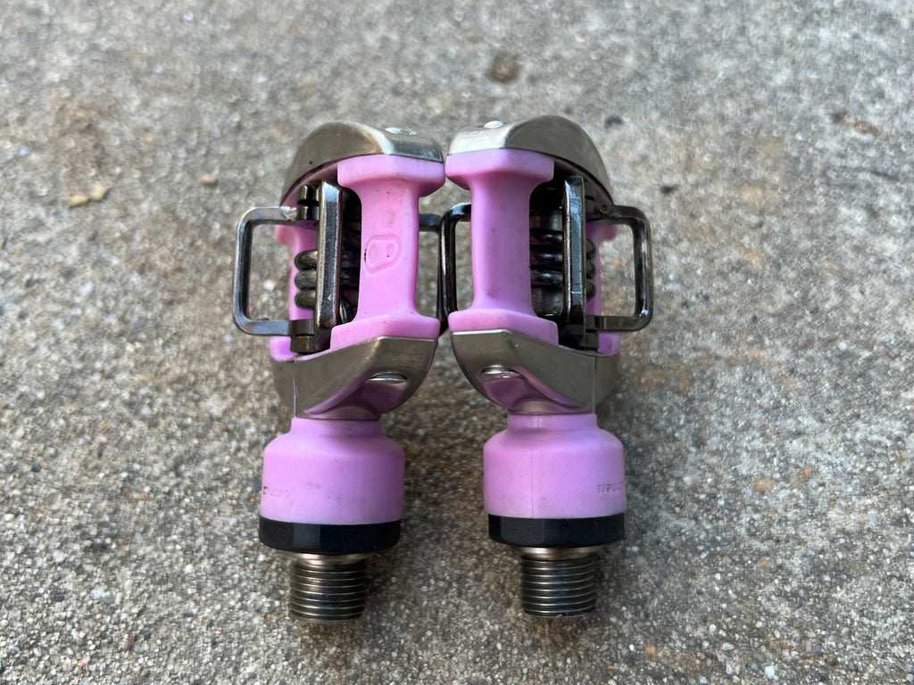 Crankbros Quattro Clipless Pedals  Pink Silver Road Bike Triathlon