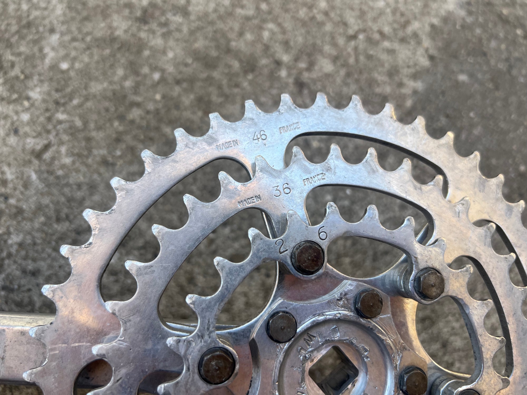 TA Specialites Triple 170mm 26-36-46 Touring Vintage Black Logo Crankset