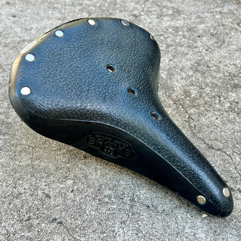 NICE Brooks B72 Black Leather Saddle 4 Rail Vintage Cruiser Bike Vintage Chrome England
