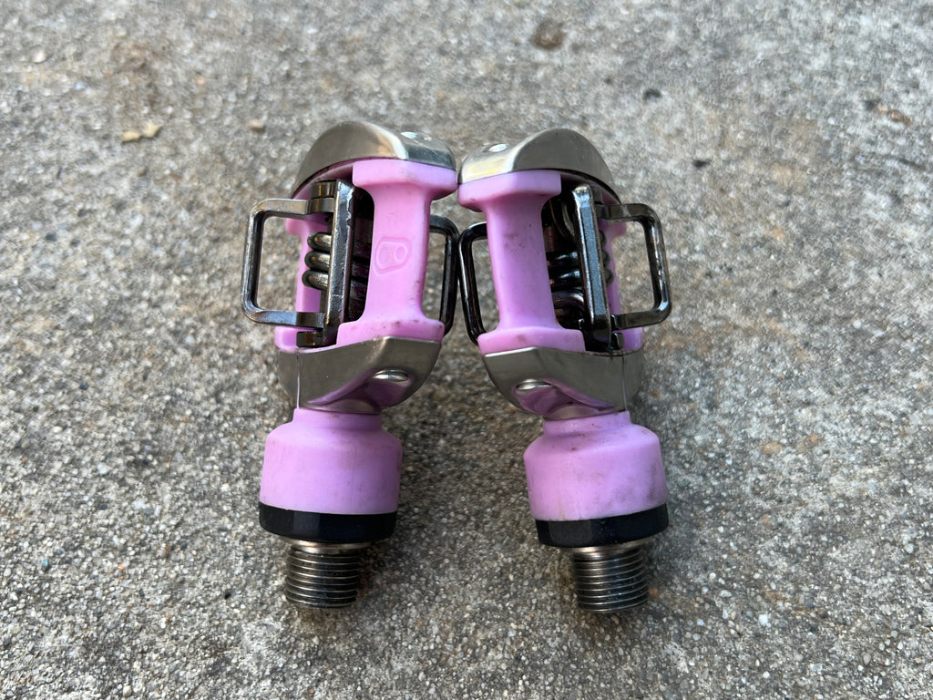 Crankbros Quattro Clipless Pedals  Pink Silver Road Bike Triathlon