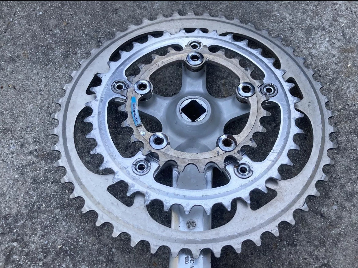 Shimano Deore XT FC-M730 Crankset 175mm 48-36-24 Vintage Silver Retro Triple - Image 11