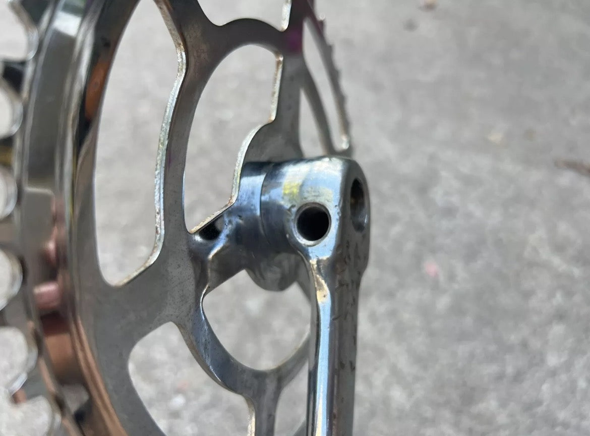 Raleigh Cotter Pin Crankset Sir Walter Stamp Steel Chrome 46T 60’s 70’s Vintage - Image 8