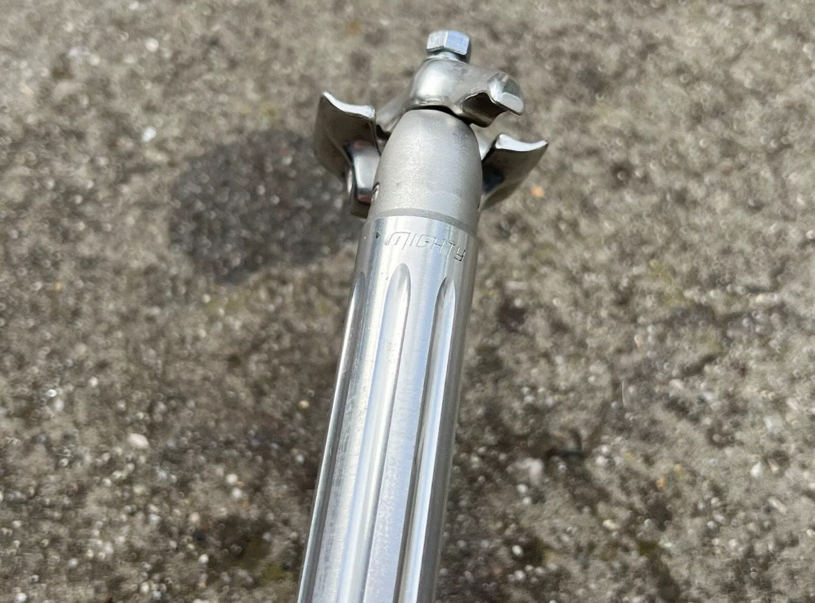 Sugino Mighty Seatpost 26.6x205mm Vintage Road Bike Fluted Silver Retro Aluminum - Image 6
