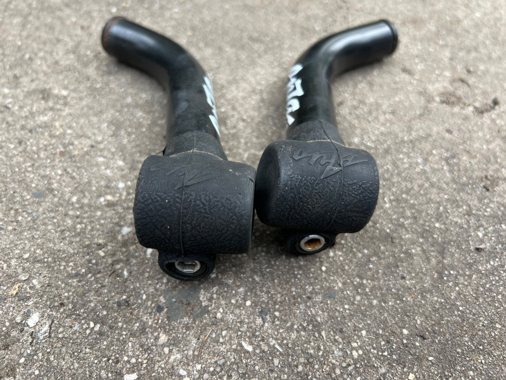 Onza Steel Black Bar Ends Angled Clamp On Rubber Grip Logo Vintage MTB Retro - Image 6
