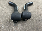 Used Onza Steel Black Bar Ends Angled Clamp On Rubber Grip Logo Vintage MTB Retro-Bicycle Bin