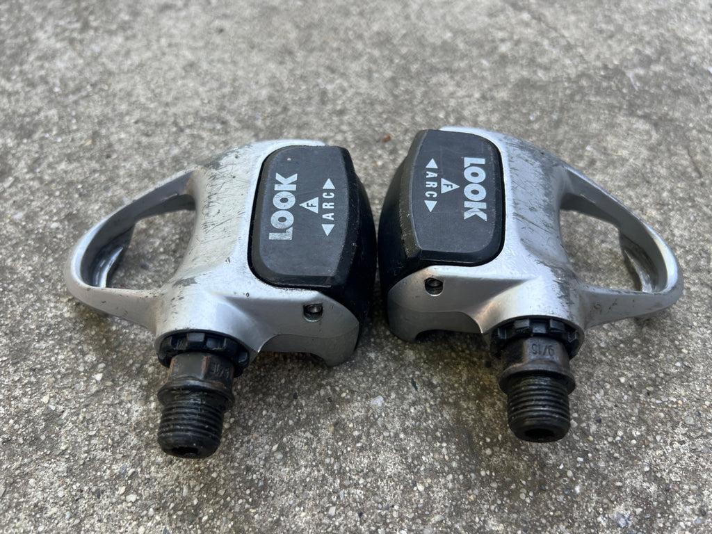 Look ARC F Clipless Pedals Silver Vintage Road Bike Gray Black Retro Racing - Image 6