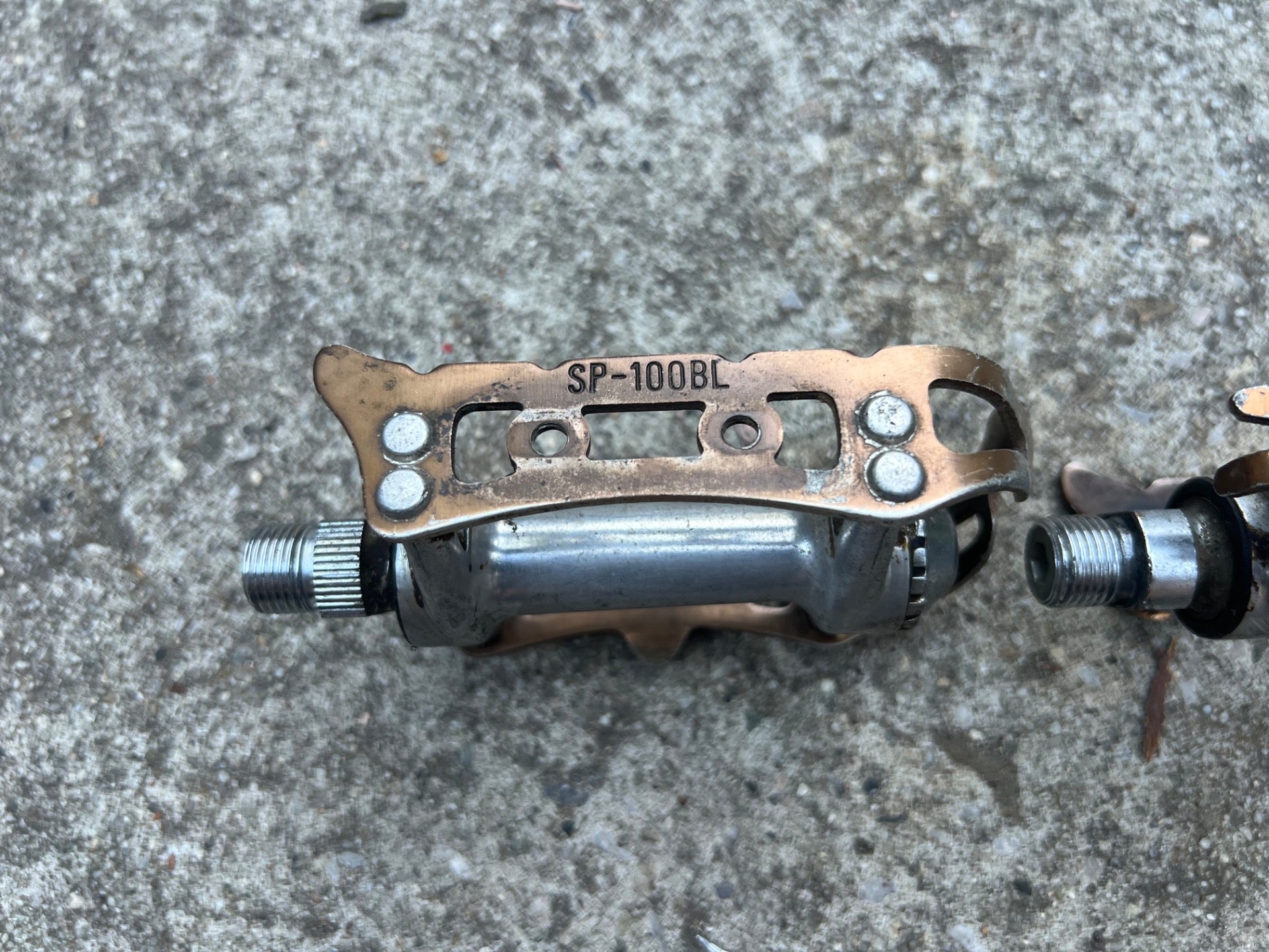 SR SP-100BL Platform Pedals Silver Brown Anodized Road Bike Touring Toe Clip   - Image 6