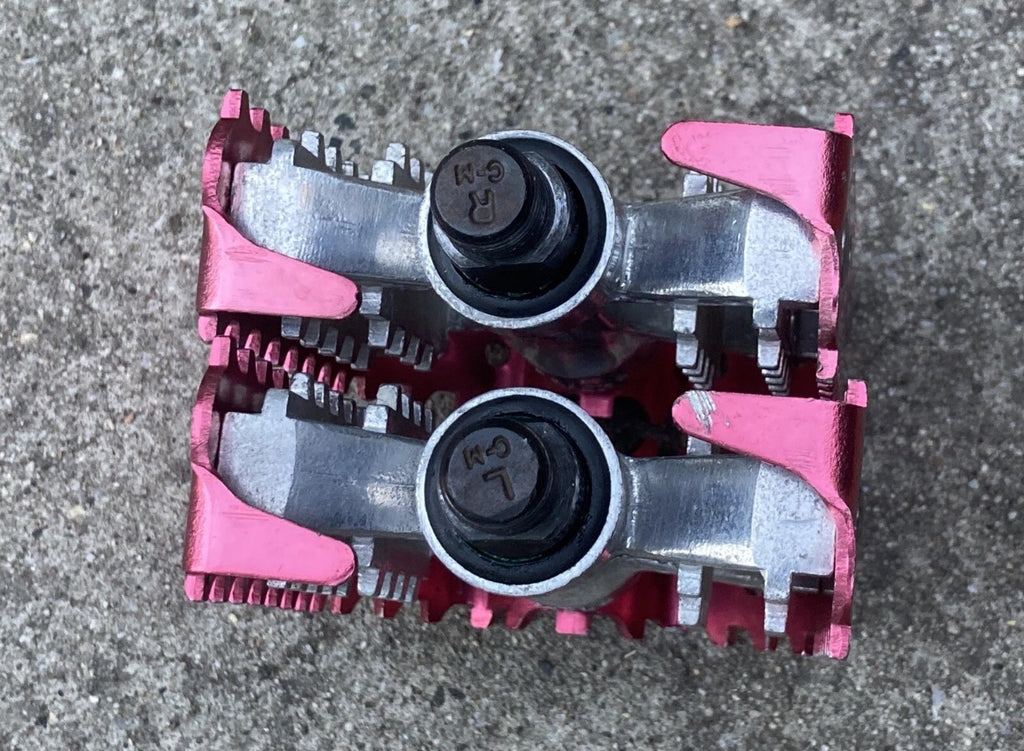Odyssey Triple Trap 9/16” Pedals Red Pink Anodized Vintage BMX ATB OG Aluminum - Image 6
