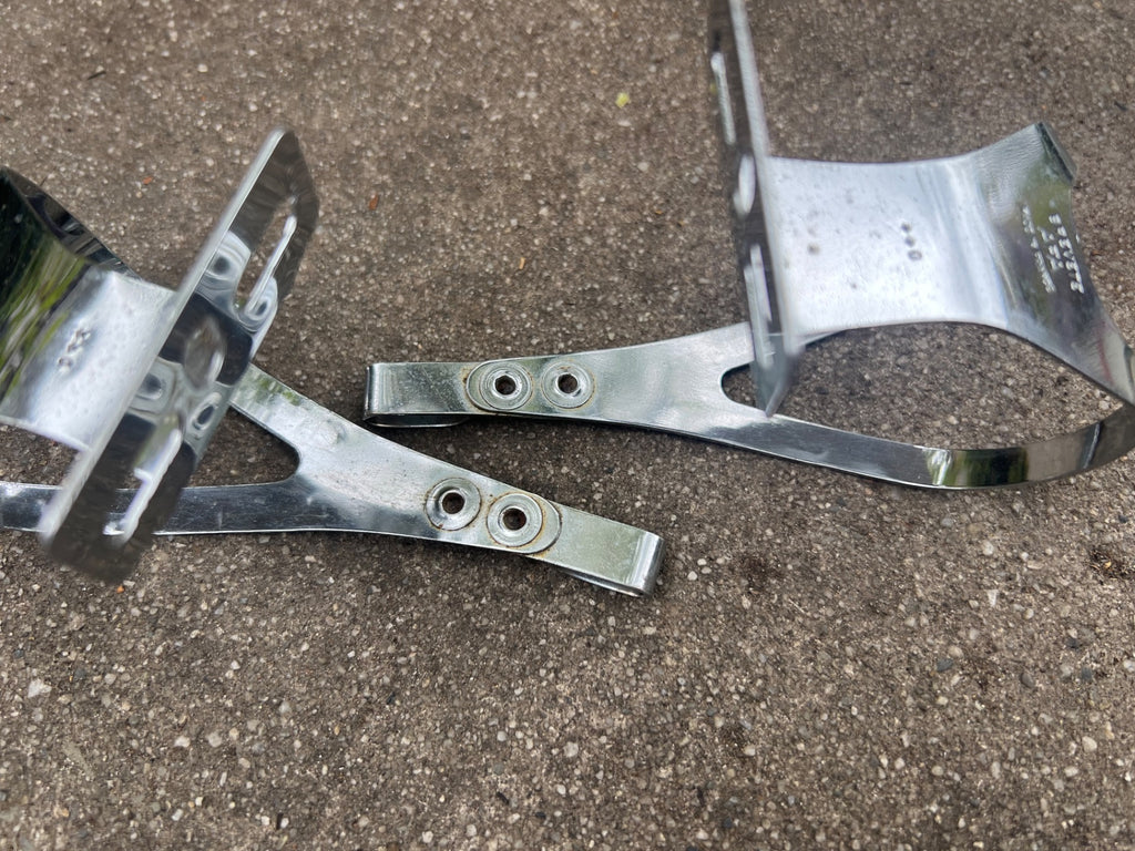 Used Christophe Toe Clips Size Medium Chrome Steel Vintage Road Bike Eroica Touring-Bicycle Bin
