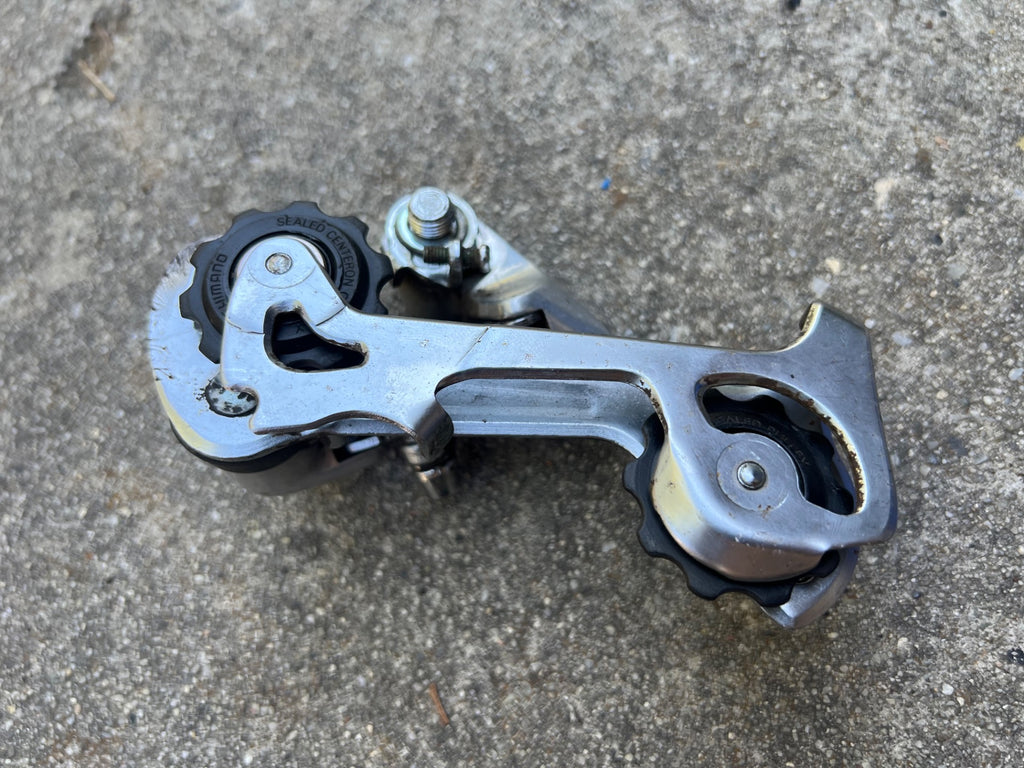 Used Shimano Deore RD-MT62 7 Speed Rear Derailleur Vintage MTB Touring Gray Silver-Bicycle Bin