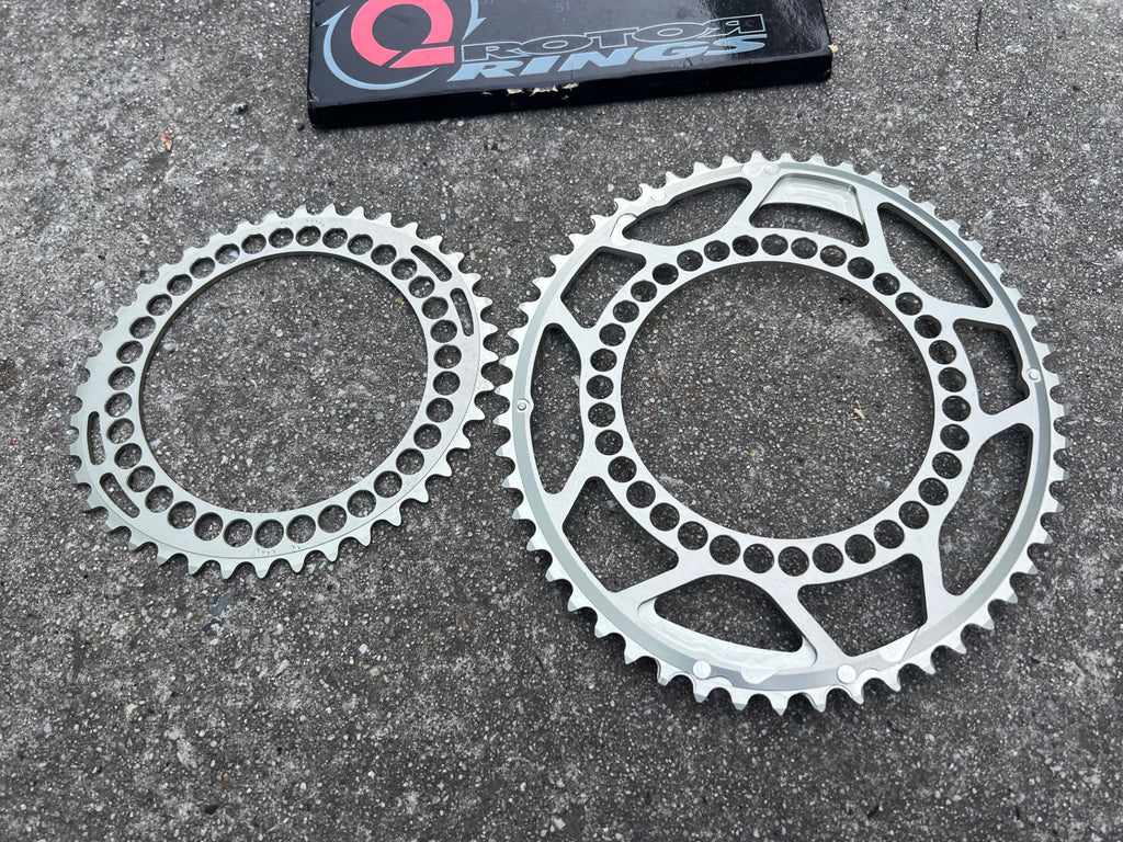 NEW Rotor Q Rings 53/40T 130 BCD Chainring Set Double Road Bike Oval Rings Gold  - Image 6