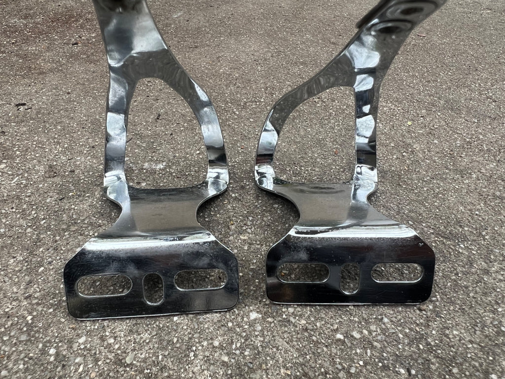 Used KKT NJS Size Large L Toe Clips Chrome Vintage Steel Track Road Eroica Touring-Bicycle Bin