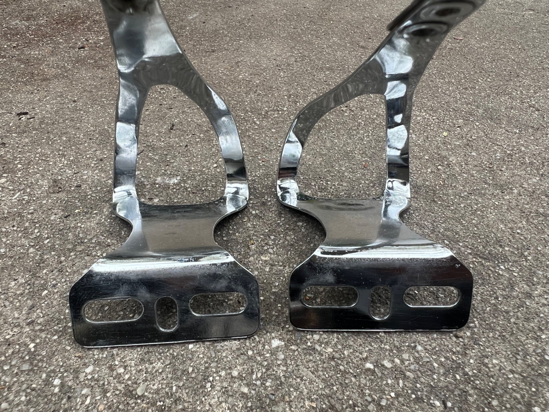 KKT NJS Size Large L Toe Clips Chrome Vintage Steel Track Road Eroica Touring  - Image 6