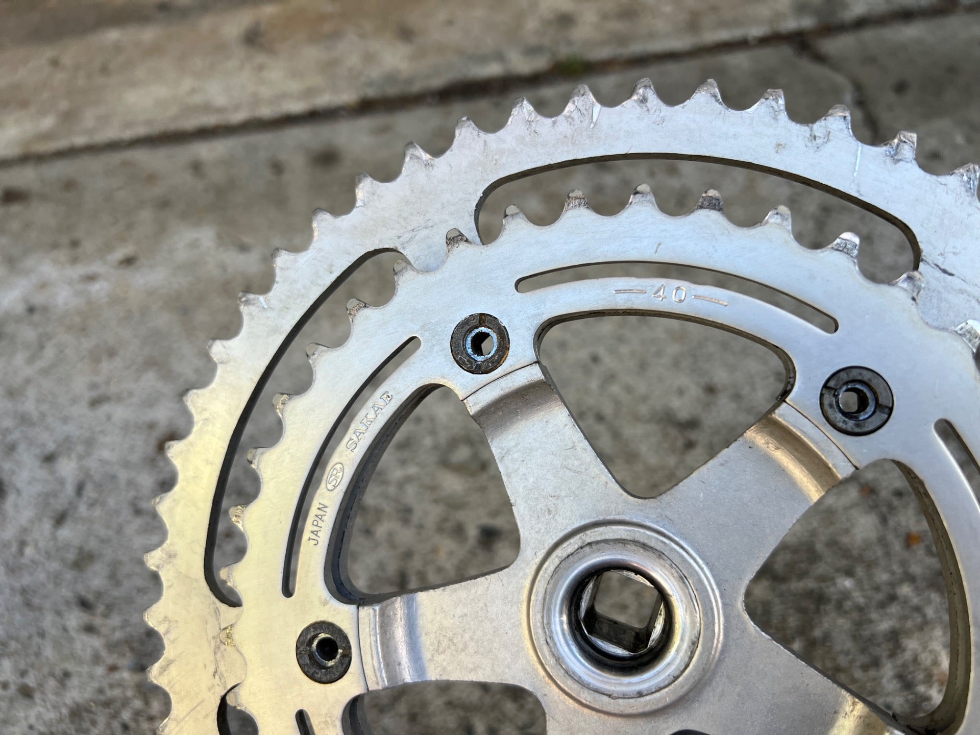 SR Apex RG Crankset 170mm 52-40T Double Vintage Road Touring Bike Silver Gray  - Image 15