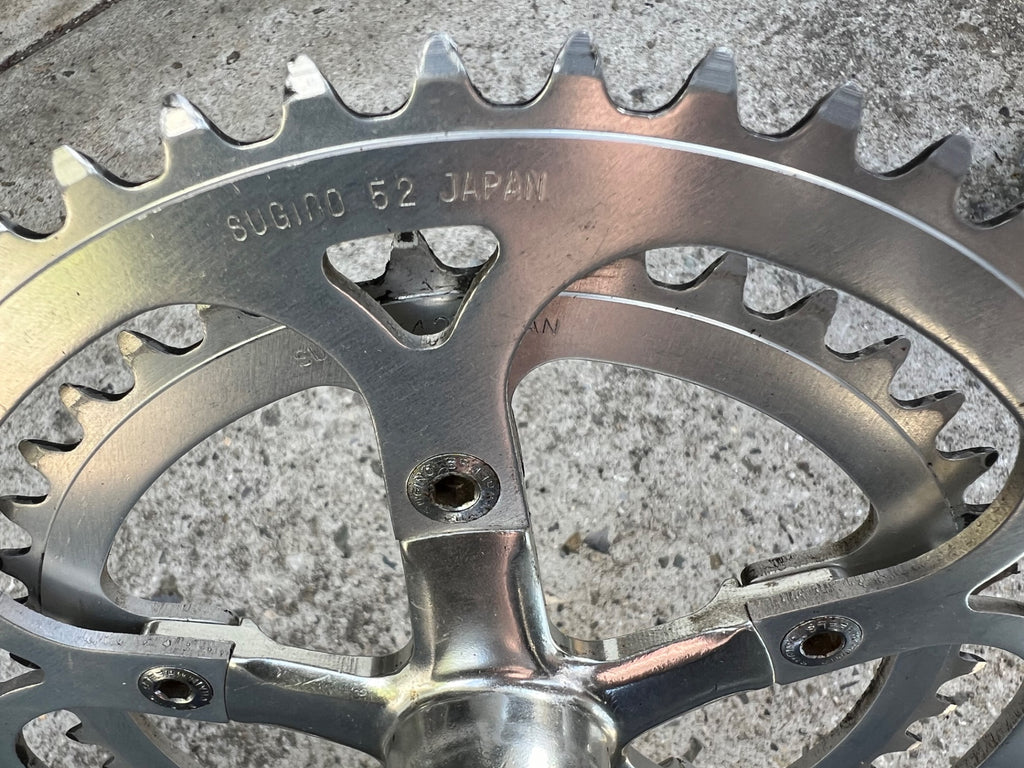 Sugino GT 165mm 42/52T Crankset Vintage Road Bike Silver Touring Double Retro - Image 14
