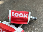 Used LOOK PP56 Delta Road Bike Clipless Pedals 9/16" CrMo Spindle 3 Bolt Red White TT-Bicycle Bin