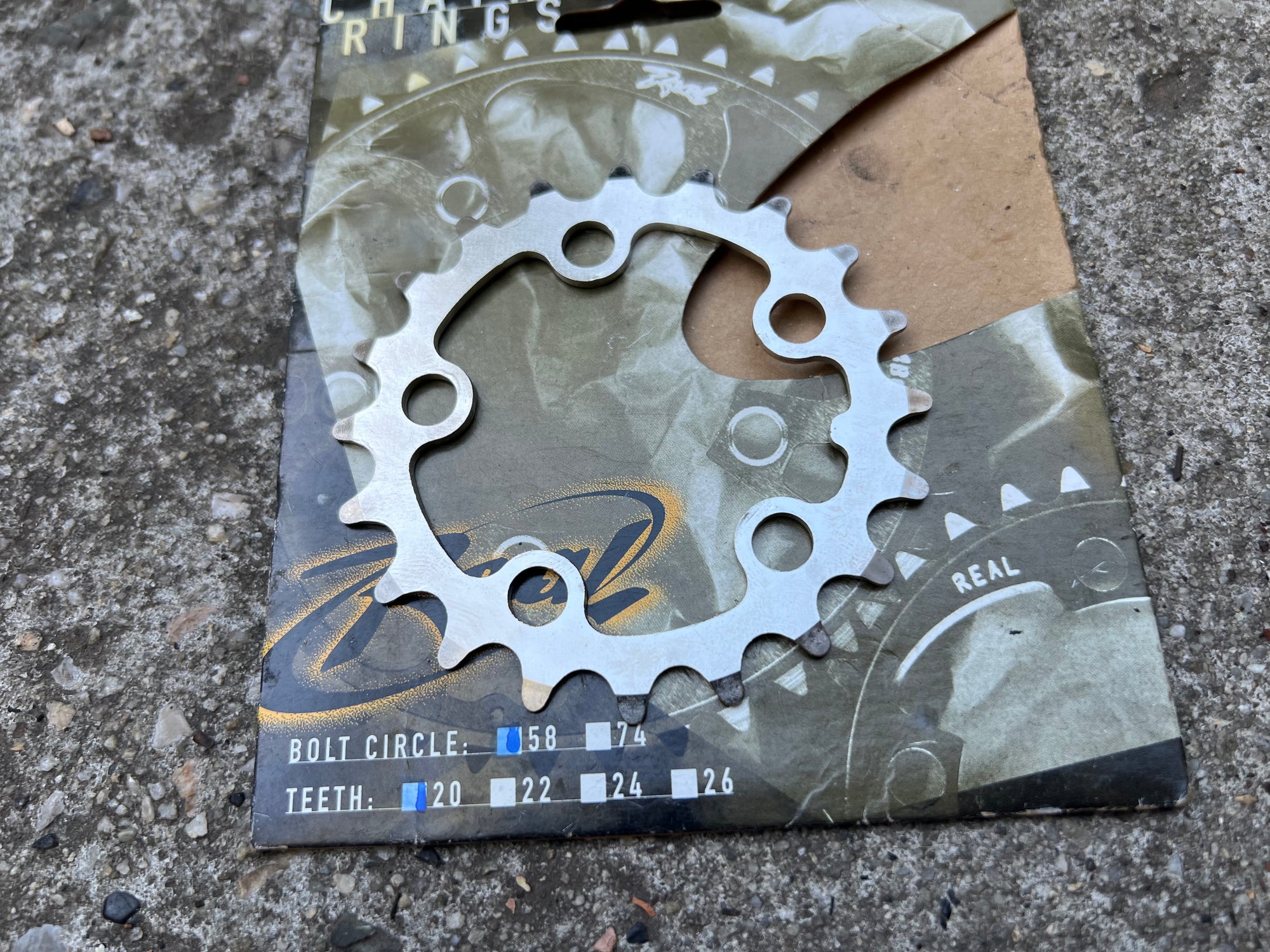 NOS Real 58 BCD 20T Hardened Steel Small Low Silver Vintage MTB Granny Chainring