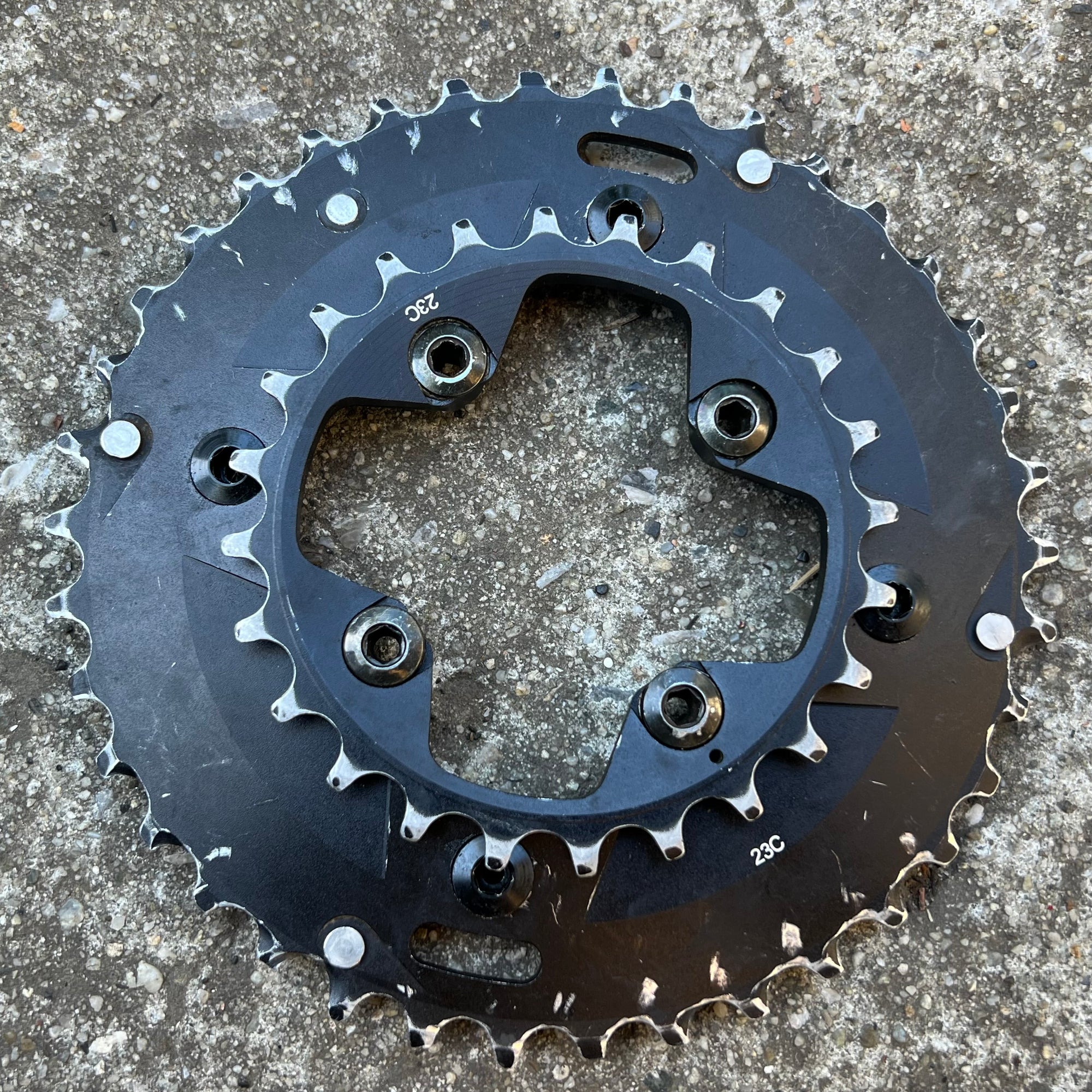 Ethirteen Hive XC Crankset 23/38T Shiftrings Chainring Set Pair Black MTB