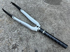 Used Focus FF Carbon Fork 700c 1 1/8” to 1 1/4” Tapered Threadless Rigid Black White-Bicycle Bin