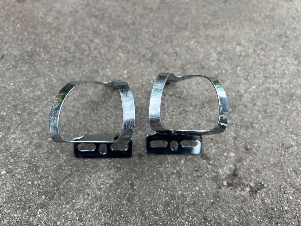 Used Christophe Toe Clips Size Medium Chrome Steel Vintage Road Bike Eroica Touring-Bicycle Bin