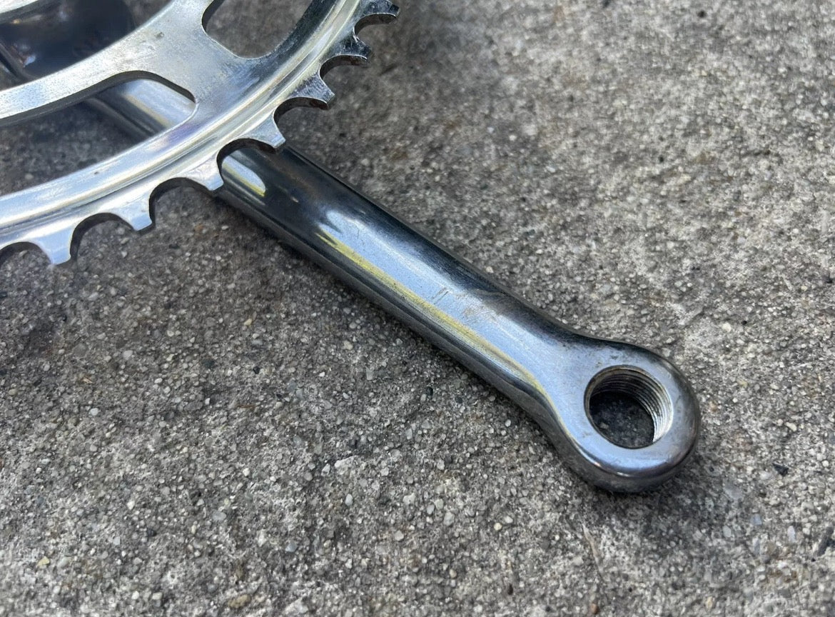 Raleigh Cotter Pin Crankset Sir Walter Stamp Steel Chrome 46T 60’s 70’s Vintage - Image 9