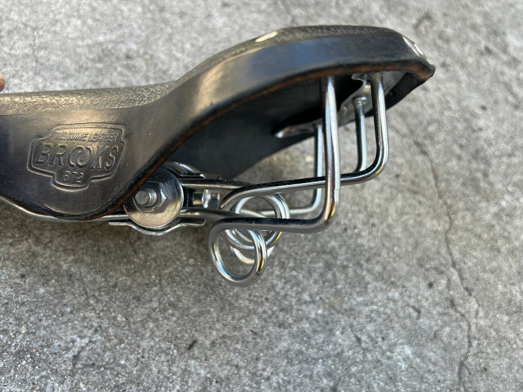 NICE Brooks B72 Black Leather Saddle 4 Rail Vintage Cruiser Bike Vintage Chrome England