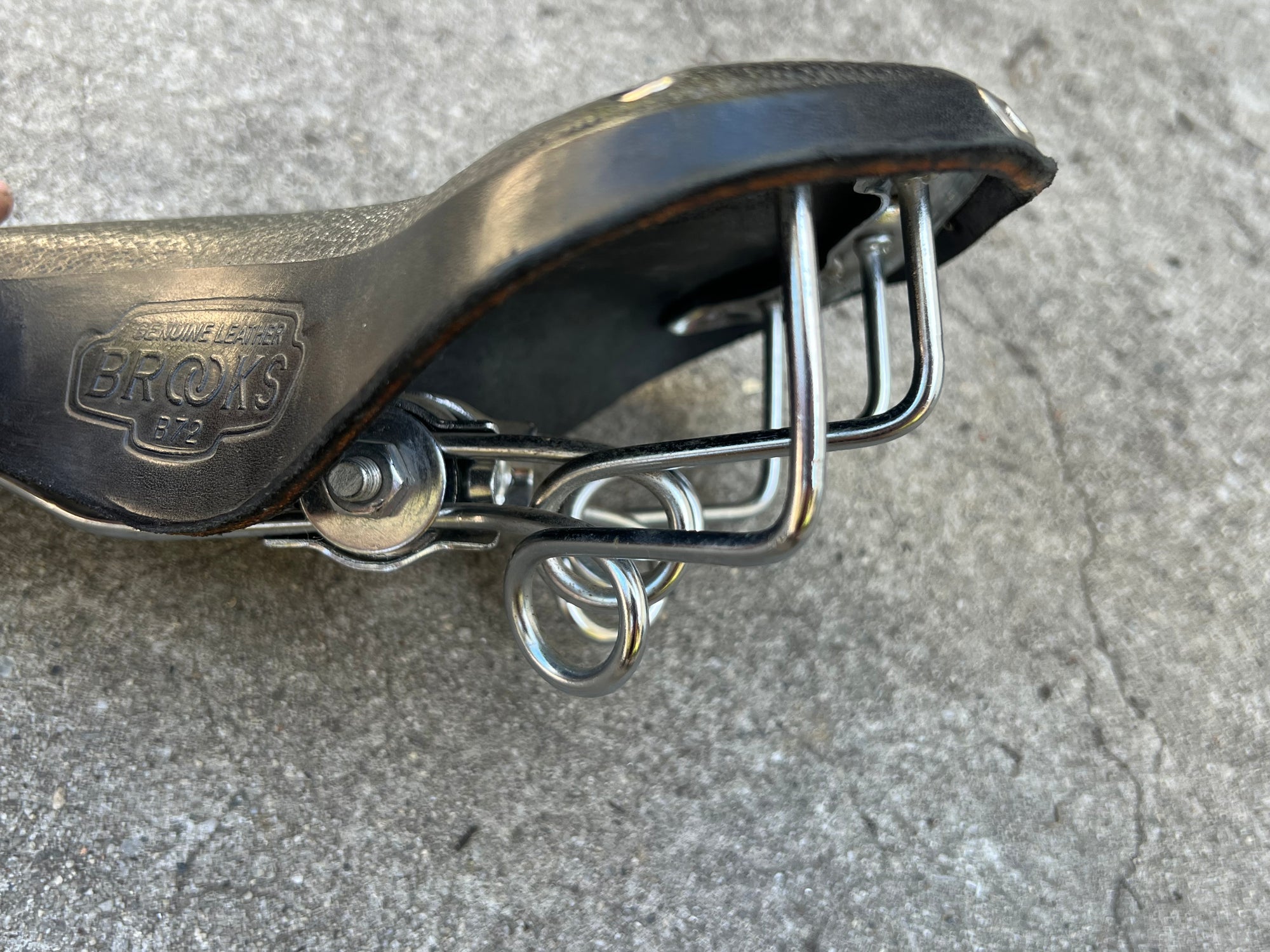 NICE Brooks B72 Black Leather Saddle 4 Rail Vintage Cruiser Bike Vintage Chrome England