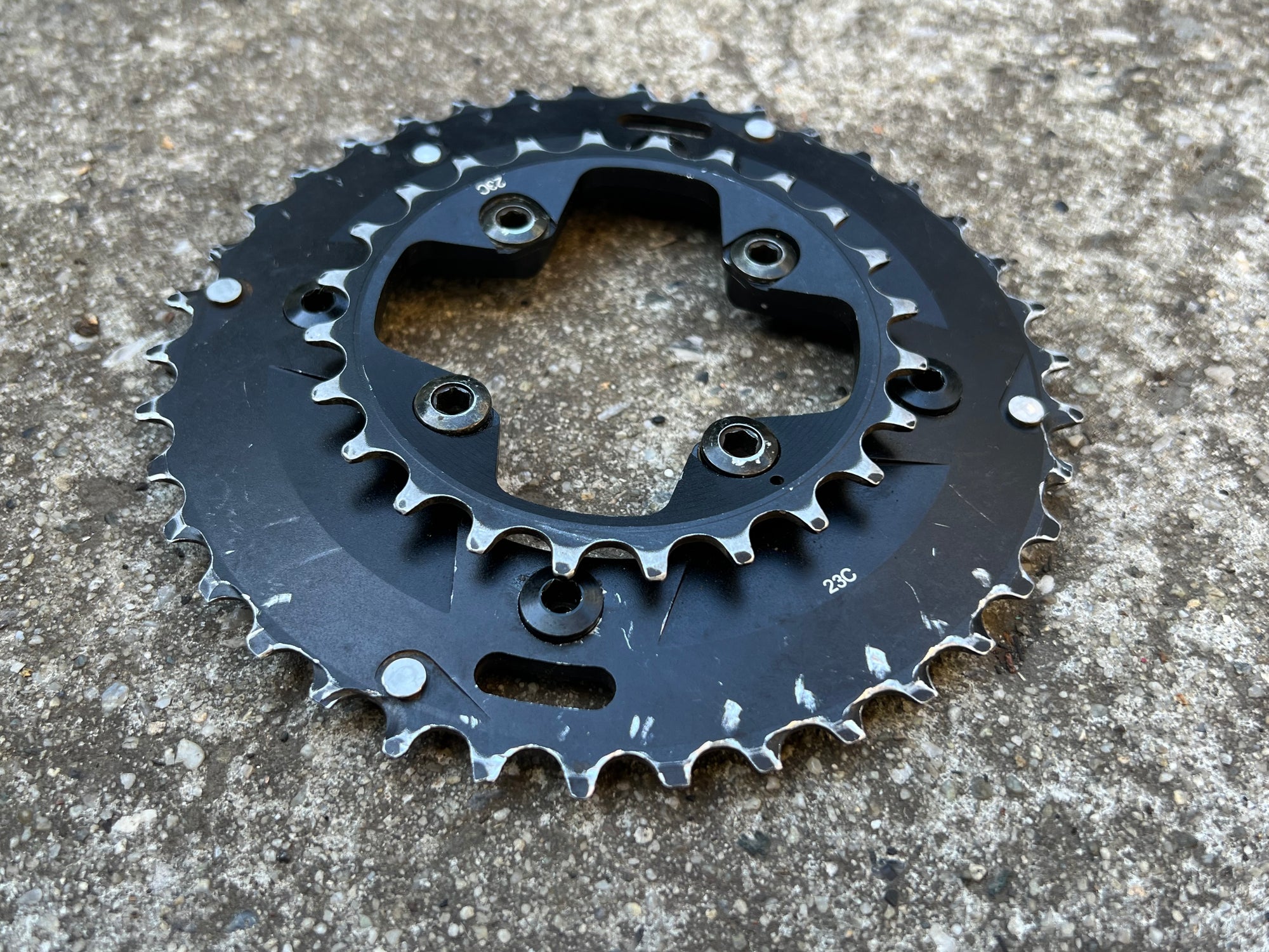 Ethirteen Hive XC Crankset 23/38T Shiftrings Chainring Set Pair Black MTB