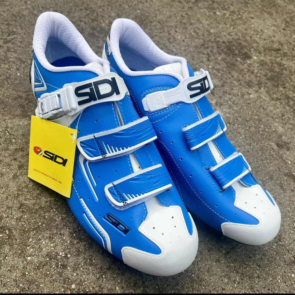 NEW SIDI Cycling Shoes Size 46 EU 11.5 US Blue White Road Bike Racing Clipless-Bicycle Bin