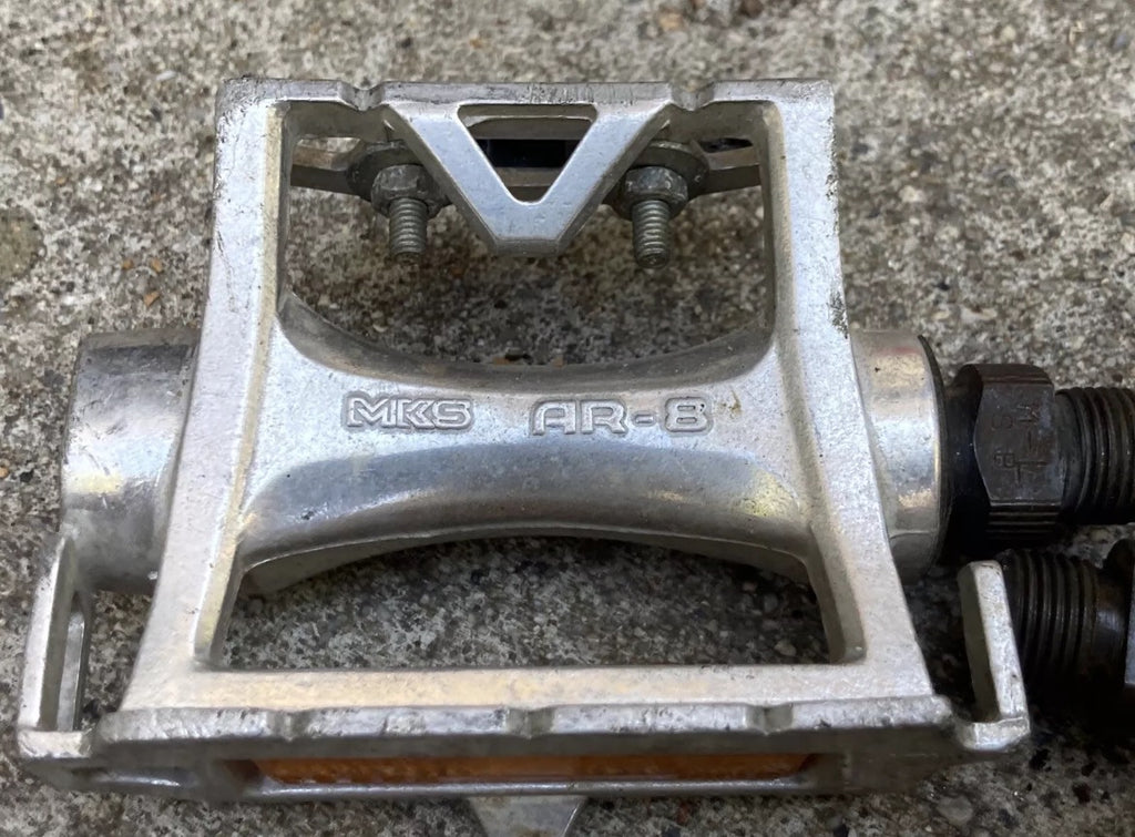 Vintage MKS AR-8 Pedals Road Bike Fits Toe Clips Silver Alloy Steel Retro Bike - Image 8