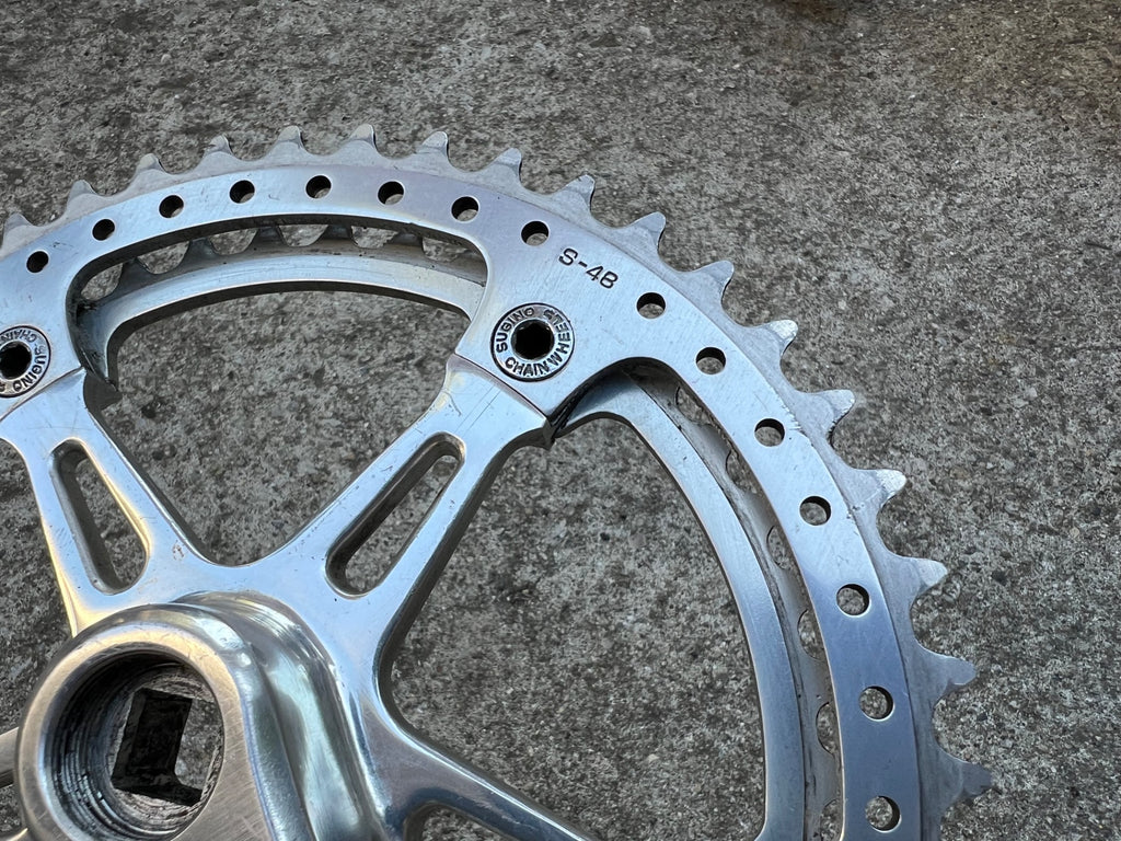 Sugino Mighty Crankset 171mm 48/42T Double Vintage Road Retro 144 BCD Drillium  - Image 12