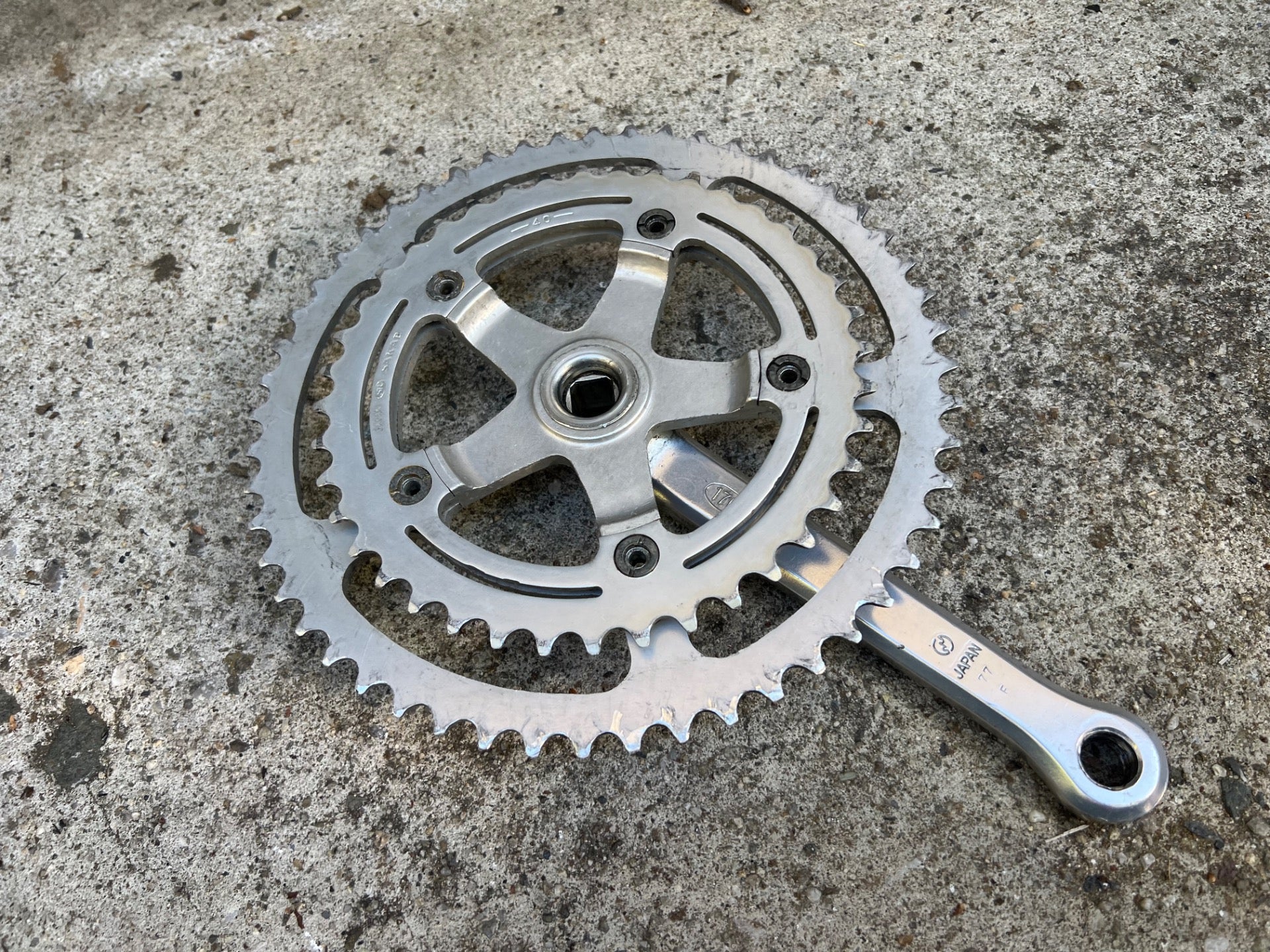 SR Apex RG Crankset 170mm 52-40T Double Vintage Road Touring Bike Silver Gray  - Image 17