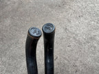 Used Onza Steel Black Bar Ends Angled Clamp On Rubber Grip Logo Vintage MTB Retro-Bicycle Bin