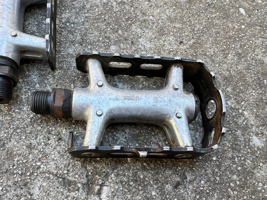 Used Shimano PD-M731 Platform Flat Pedals Vintage MTB Mountain Bike Retro Black Gray-Bicycle Bin