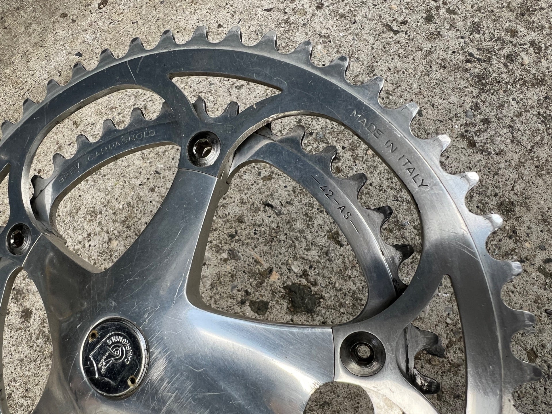 Campagnolo C-Record Crankset 170mm 53/42T Vintage Retro Road Bike Silver Campy - Image 16