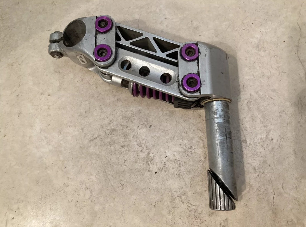 Softride Suspension Stem 25.4x140mm 1” Vintage Quill Aluminum CNC Silver Purple - Image 8