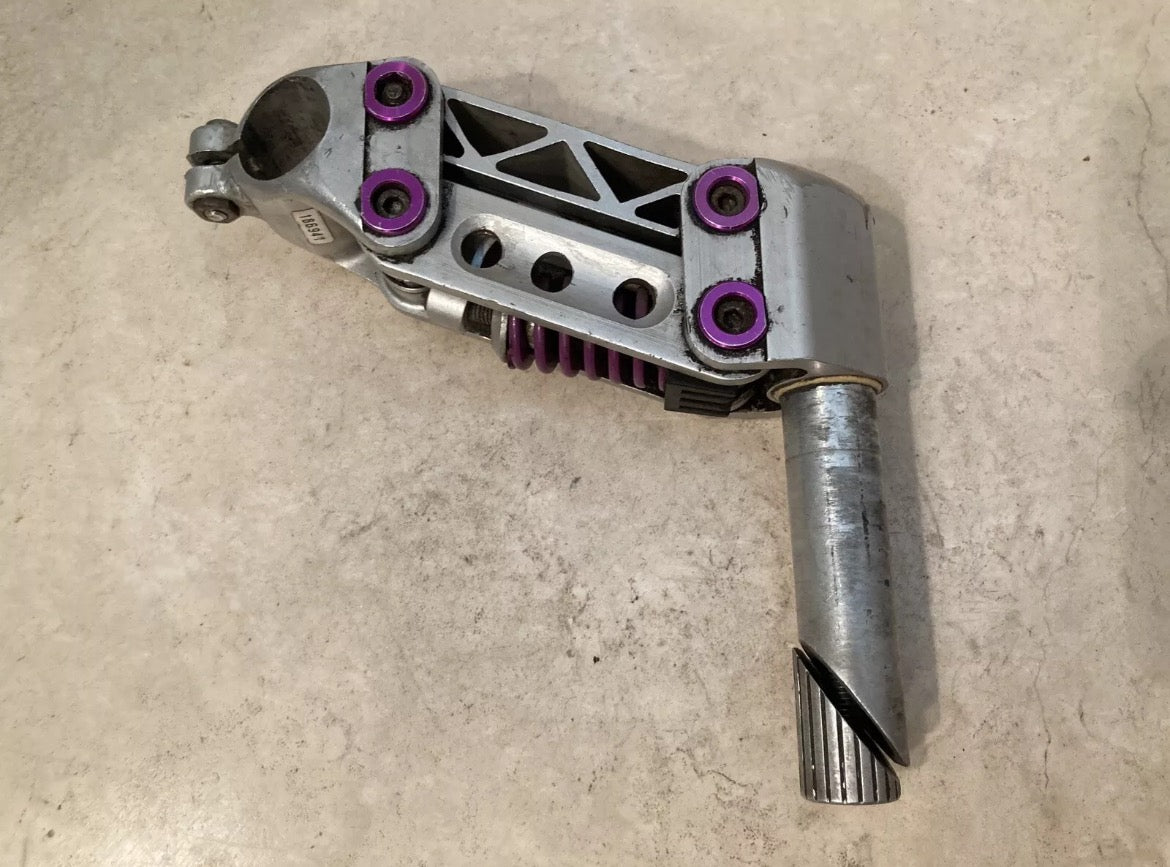 Softride Suspension Stem 25.4x140mm 1” Vintage Quill Aluminum CNC Silver Purple - Image 8