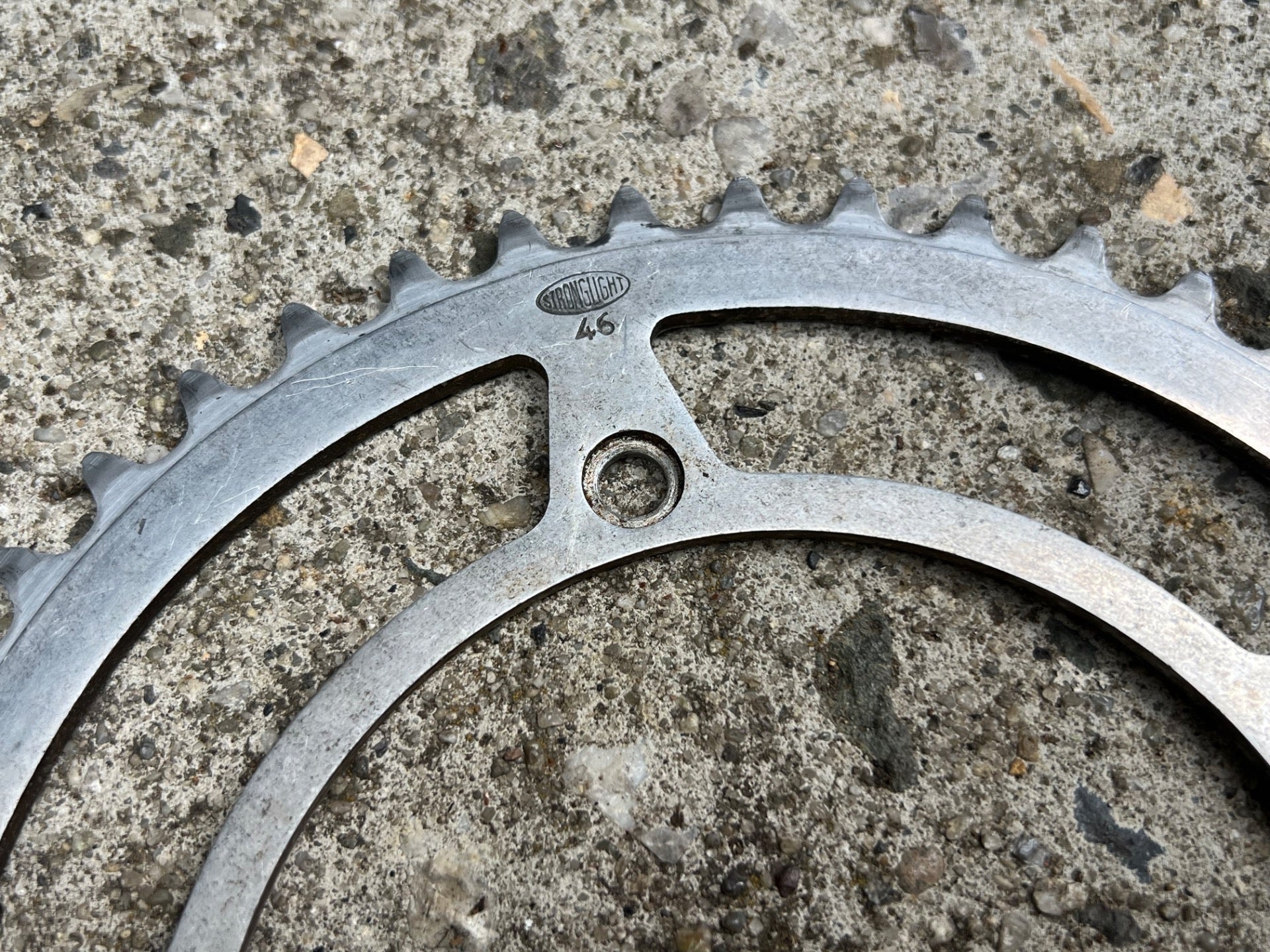 Stronglight 46/53T Chainring Set Vintage Aluminum 122/50.4 BCD Touring Retro  - Image 8