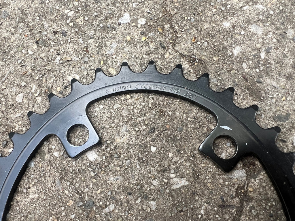 NOS* Sugino Bionic 38/48T 110 BCD Oval Chainring Set Steel Black Vintage MTB ATB - Image 8