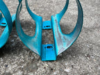 Used Ringle Bottle H20 Cages Blue Turquoise Anodized Pair 1990s Vintage Retro MTB-Bicycle Bin