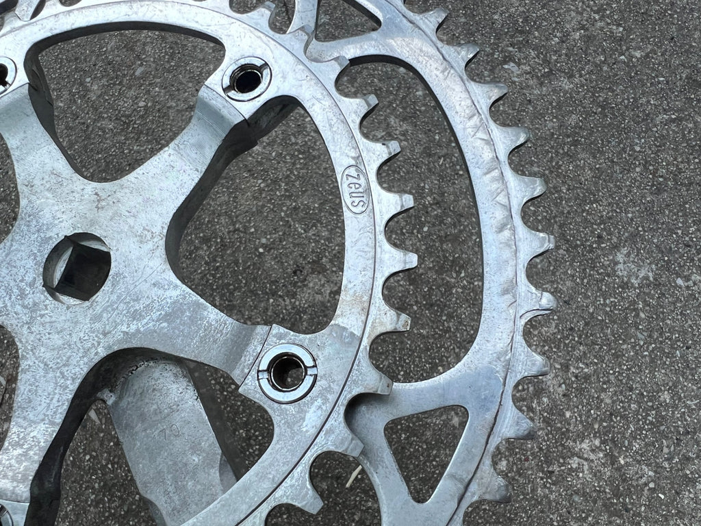 Zeus Crankset 38/52T 170mm Vintage Road Bike Silver Square Taper Double  - Image 16