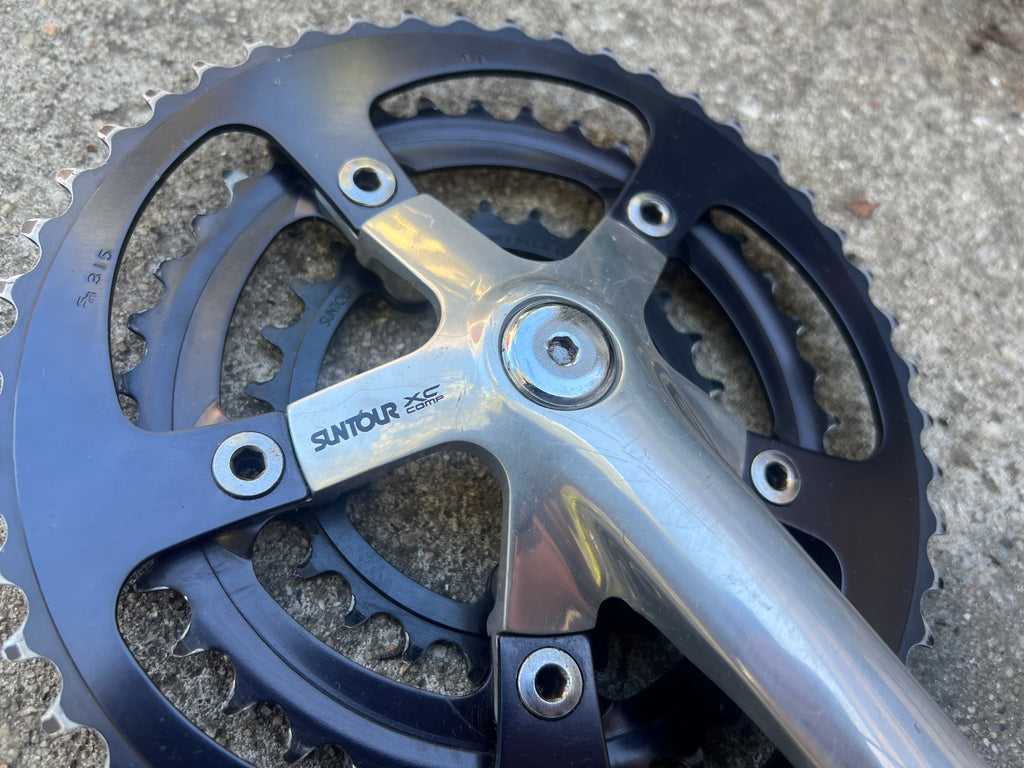 NICE Suntour XC Comp 175mm 26-38-48 Triple Vintage MTB Crankset Silver