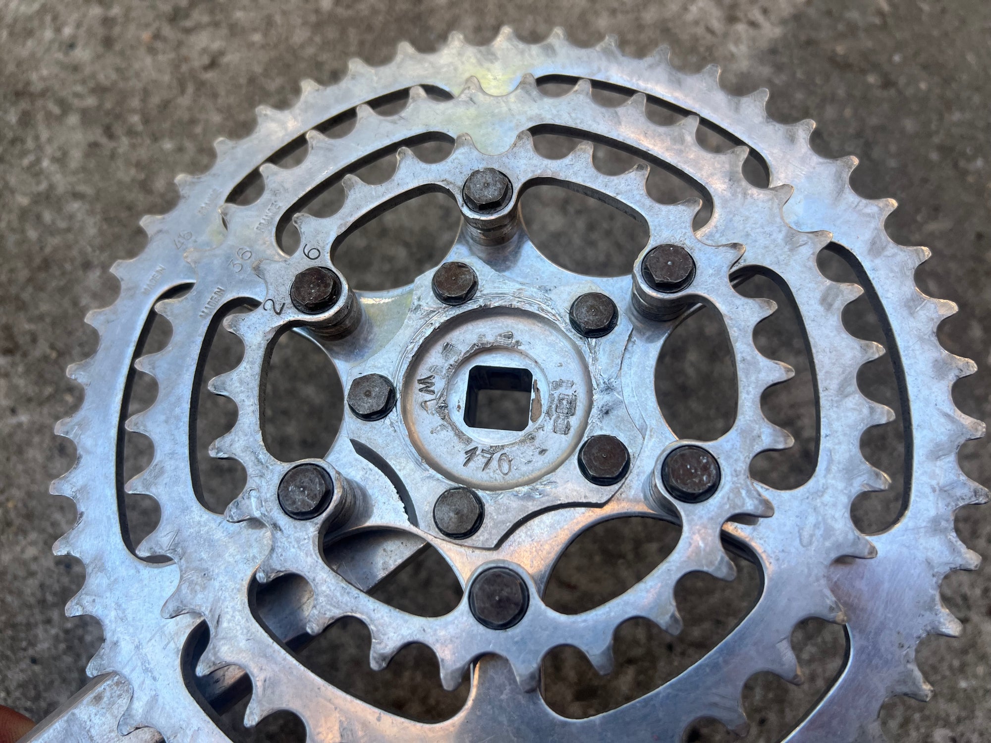 TA Specialites Triple 170mm 26-36-46 Touring Vintage Black Logo Crankset